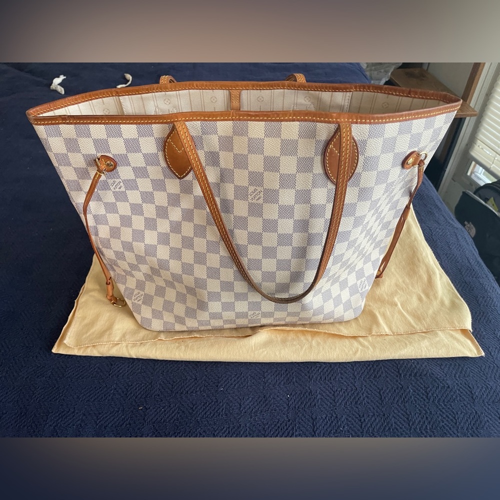 AUTHENTIC LOUIS VUITTON Damier Azur Neverfull MM